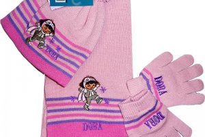 Набор шапка, шарф и перчатки для девочки бренд "Dora Nickelodeon", производитель TVMANIA, Германия